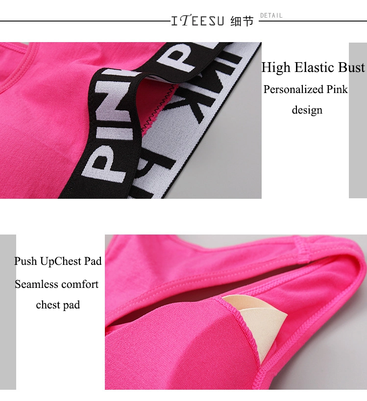 2PCS Pink Women Yoga Sets Sports Fitness Clothing Sportwear Women Yoga Suit