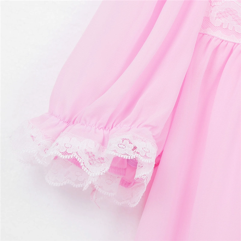 2PCS Men Puff Sleeve Frilly Dress Underwear Sissy Lingerie Dress Outfit