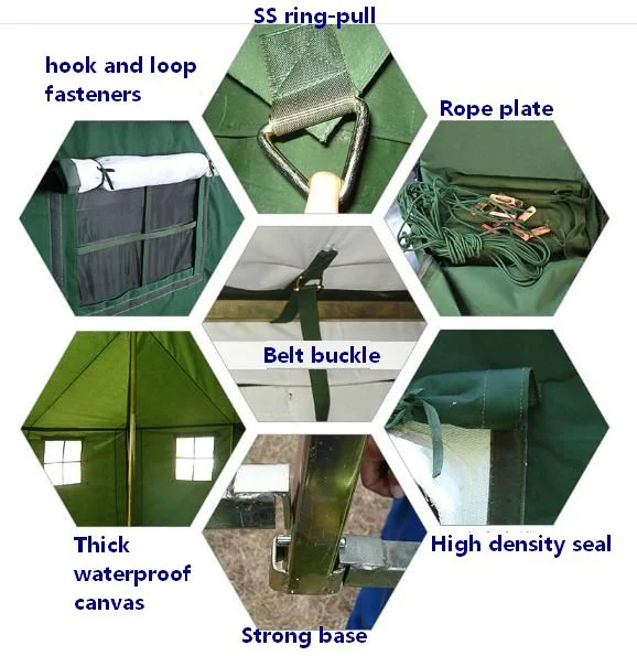 Foldable Outdoor Emergency Shelter Blue Military Camping Waterproof Canvas Disaster Relief Refugee Tent