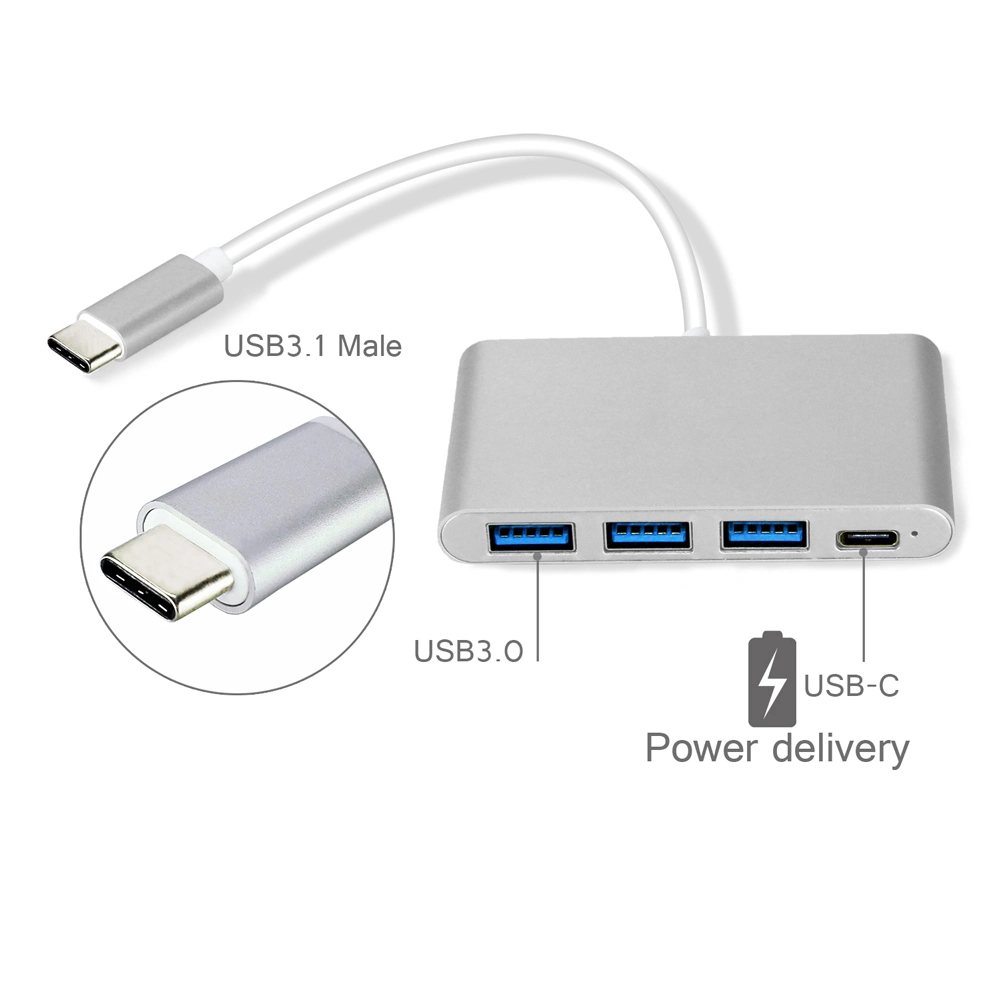 USB 3.1 Type-C to 3*USB 3.0 with Type-C Female Cable Adapter Hub
