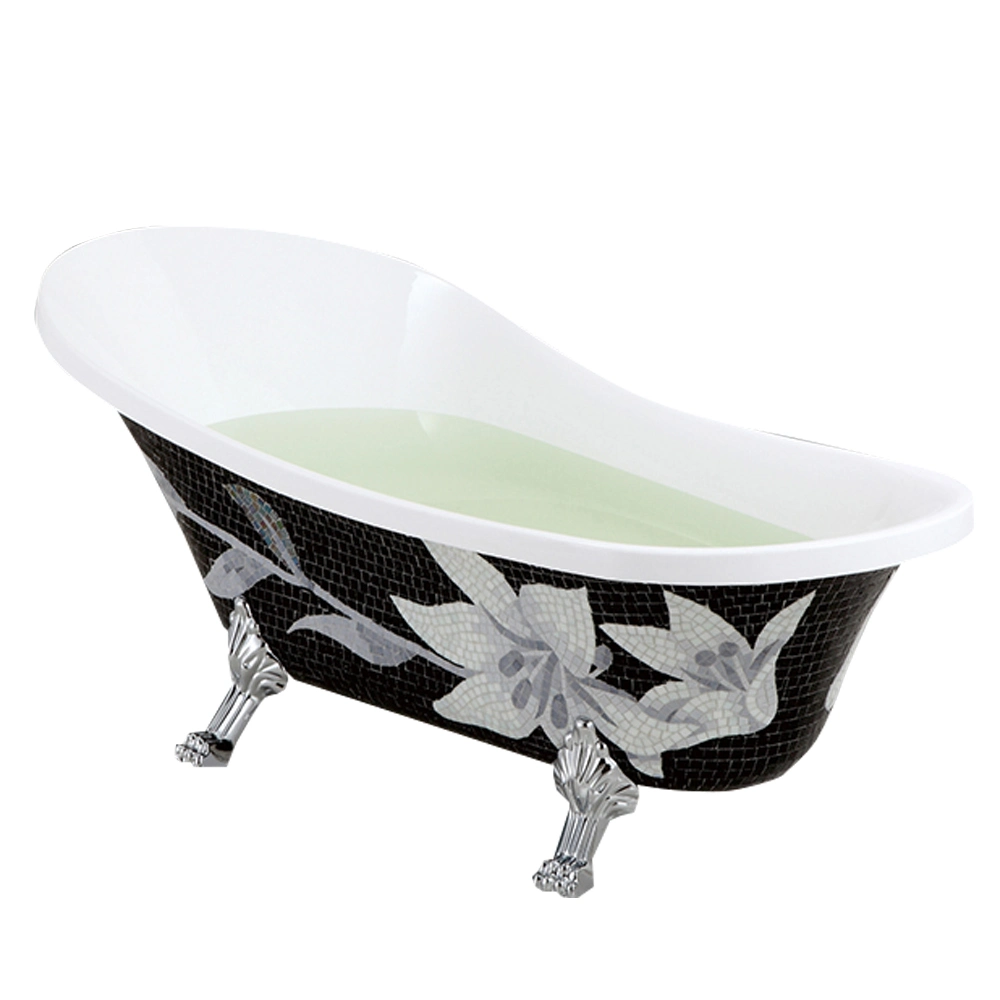 Mosaic Surround Oval Acrylic Freestanding Italian Bathtubs Small Bath Tub Acrylic