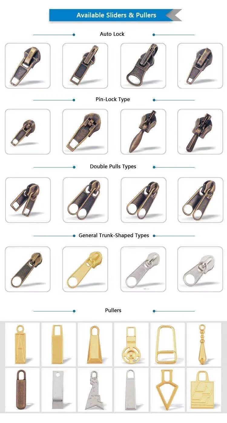 Antioxidant Quality Provide Custom Brand Name Metal Zipper Puller Slider for Clothing