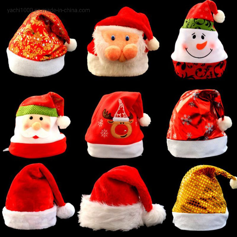 Santa Claus Snowman Pattern Christmas Hats Adult Kids for Xmas Party Decoration