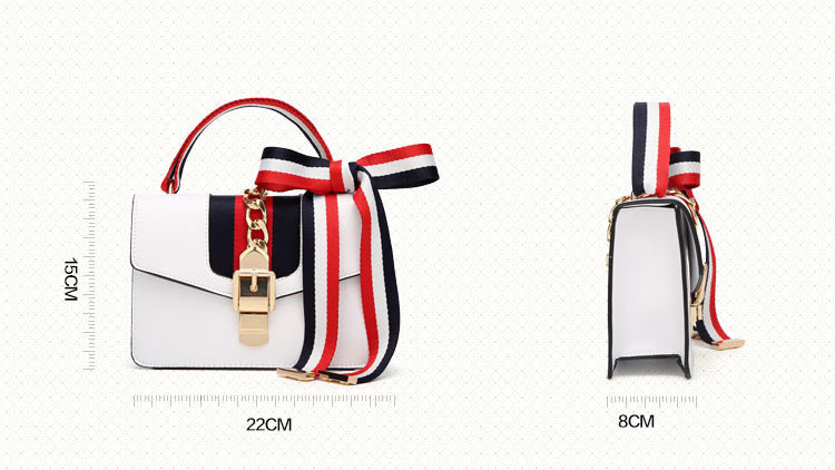 Hot Sale ODM/OEM Four Color Classic Vintage Stylish Ladies PU Handbag with Silk Ribbon