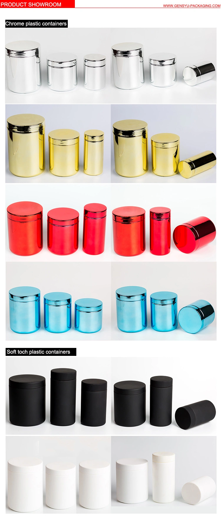 Hot Chromed Style HDPE Dietary Supplement Plastic Jars
