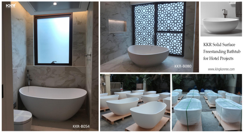 Kingkonree Solid Surface Bathroom Bath Tub Acrylic Resin Stone Bathtub