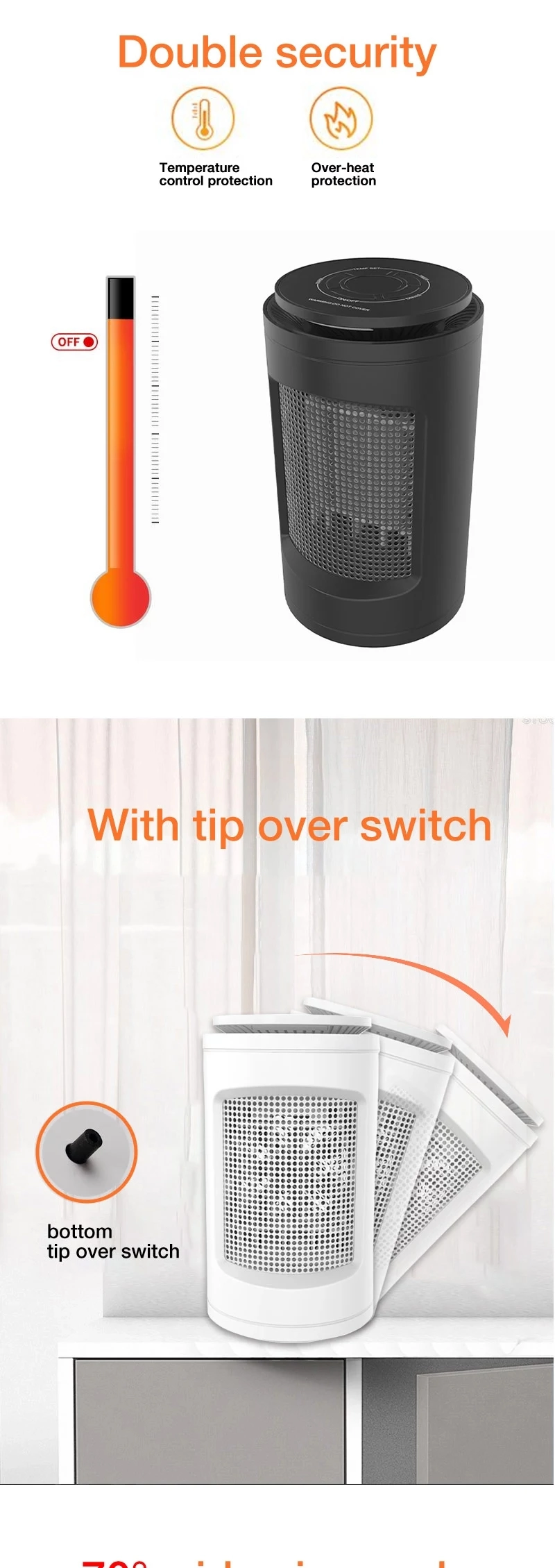 Electric Room Heater PTC Heater Mini LED Electric Ceramic Space Heater