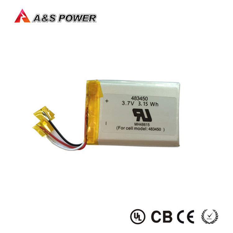 Kc Certified Good Performance Li-Polymer Rechargeable Lipo 3.7V 850mAh 483450 Li Polymer Battery