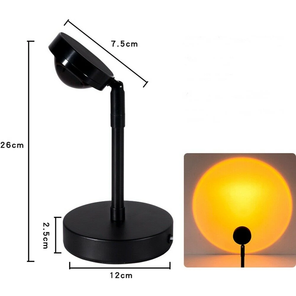 USB Rainbow Sunset Projector LED Night Lamp for Bedroom Bar Coffee Store Wall Decoration Light