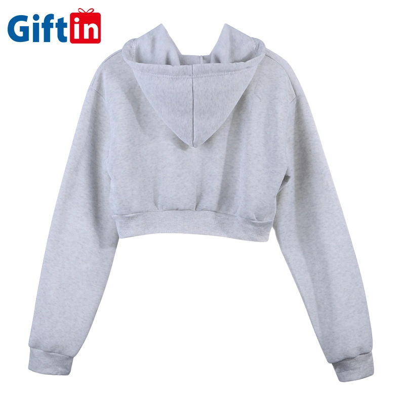 Wholesale Workout Gym High Quality Athletic Sports Custom Fleece Printing Logo Oversized Crop Top Hoodie Womens