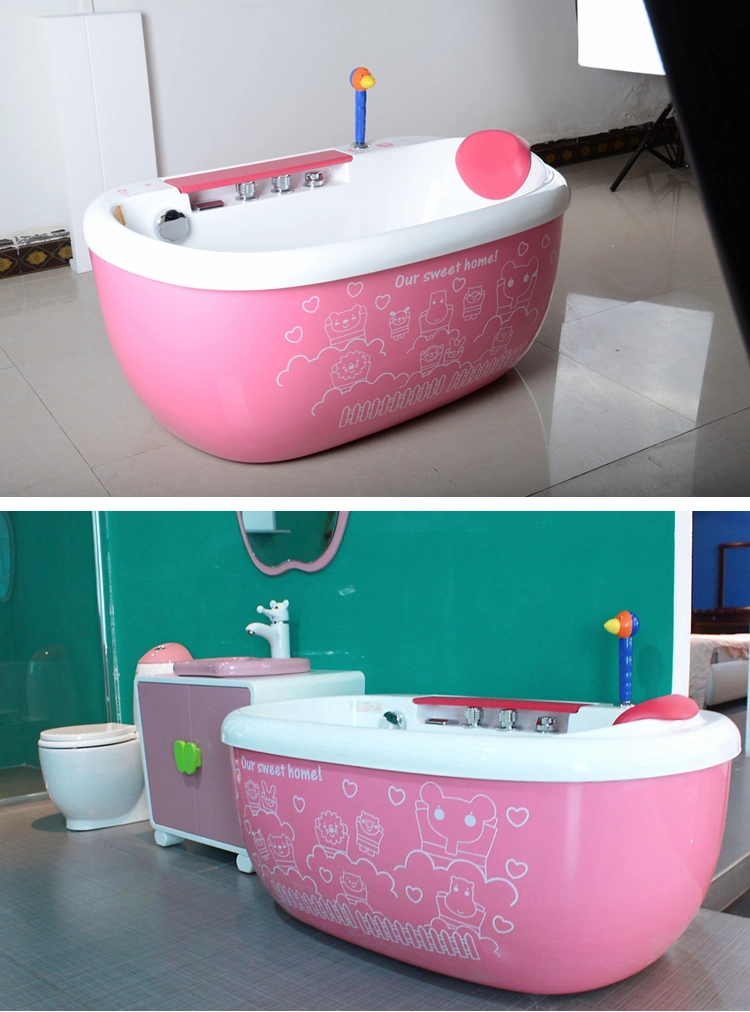 Pink Acrylic Oval Tub with Air Jet Whirlpool for Baby