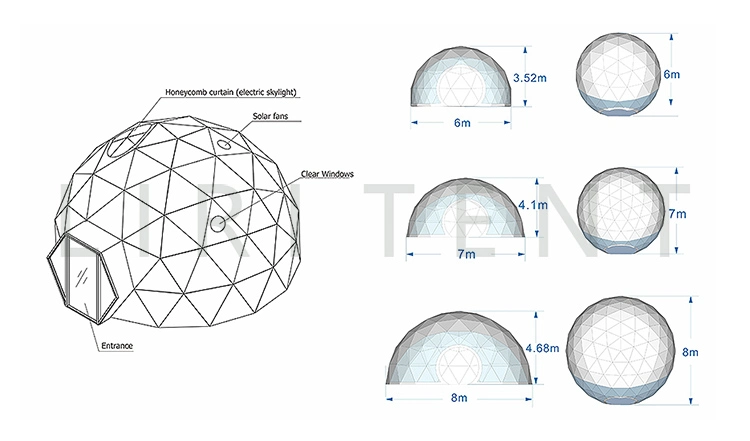 6 Meter Luxury Geodesic Steel Clear Dome Stars Night Glamping Tent for Sale