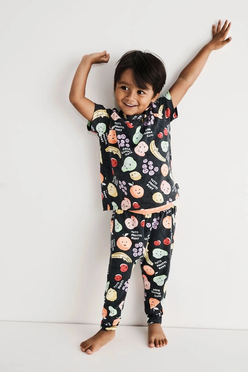 Kids 100% Cotton Round Neck T Shirt Toddlers Fruits Printed Pajama Set