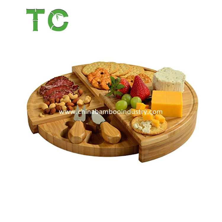 Multi Level Cheese Board Set Entertaining Round Cute Cheese Board Knives Set