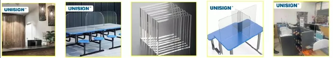 Unisign 2050*3050mm 3mm 4mm Clear Cast Acrylic Glass Sheet Plexiglass Sheet