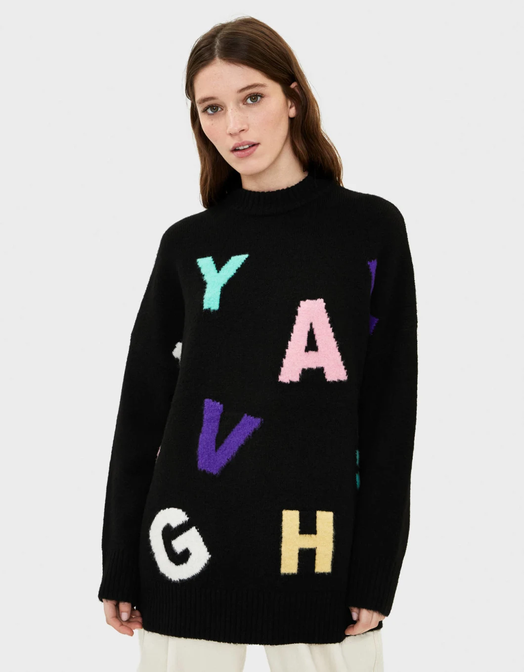 Women Cloting Oversize Pajamas Alphabet Print Sweater