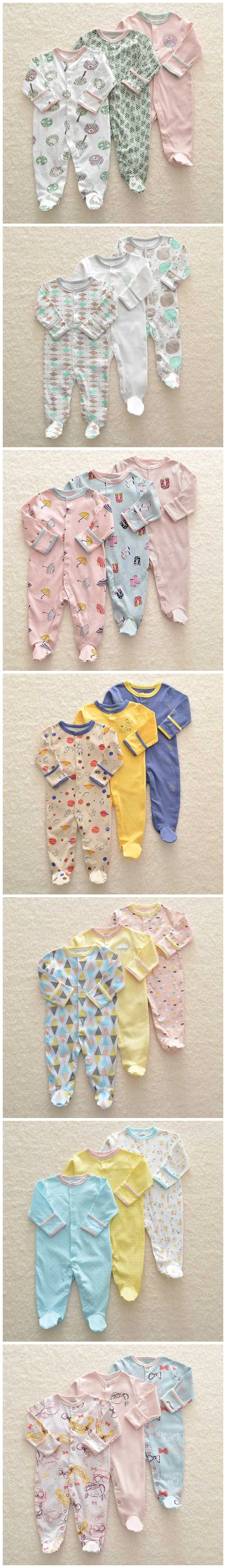 Infant Rompers Footie Rompers Kids Zipper Jumpsuit Baby Clothes Printed Organic Cotton Baby Clothes