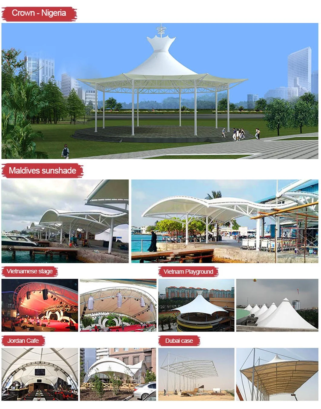 Commercial Gazebo Tent Landscape Pavilion Membrane Structure Tensile Umbrella