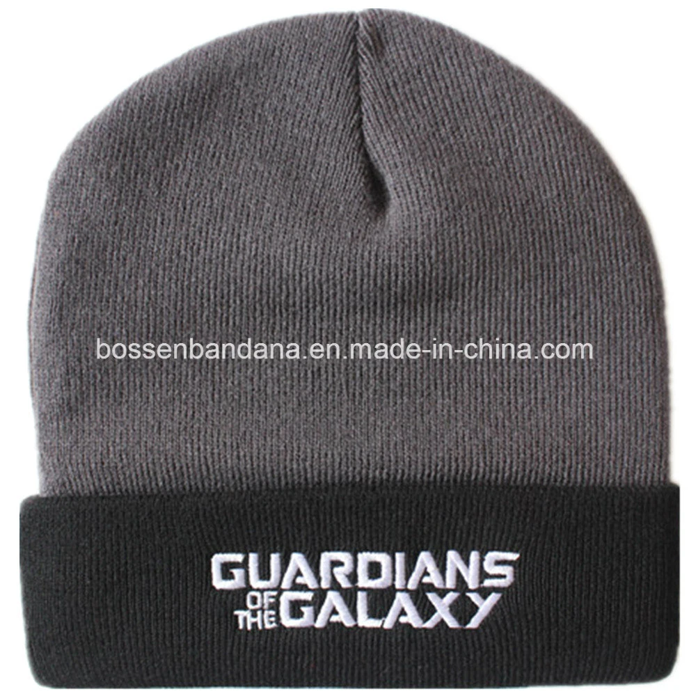 Factory Produce Customized Logo Embroidered Black Acrylic Knitted Winter Snowboard Beanie