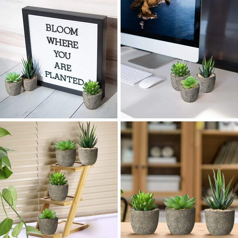 Artificial Succulent, 4PCS Decorative Fake Plants, Faux Succulent Plants with Pots for Indoors Decorative