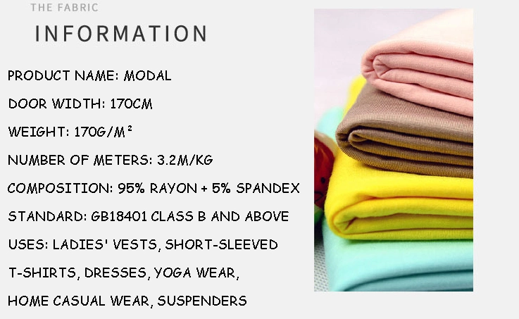40 Rayon Modal Fabric 170g Combed Cotton Knitted Single-Sided T-Shirt Fabric Casual Wear Pajama Fabric