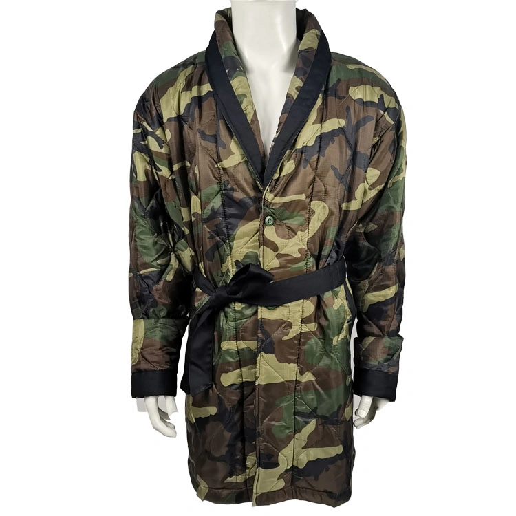 Warm Winter Smoking Woobie Robe Military Army Camo Night Gown with Double Side Quilted
