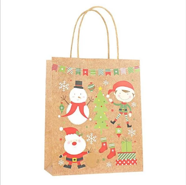 Christmas Art Paper Bag Xmas Stickers Set Fox Moose Gift Paper Bag Stickers Xmas Candy Food