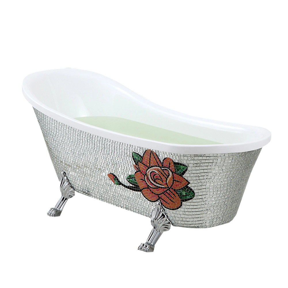 Mosaic Surround Oval Acrylic Freestanding Italian Bathtubs Small Bath Tub Acrylic