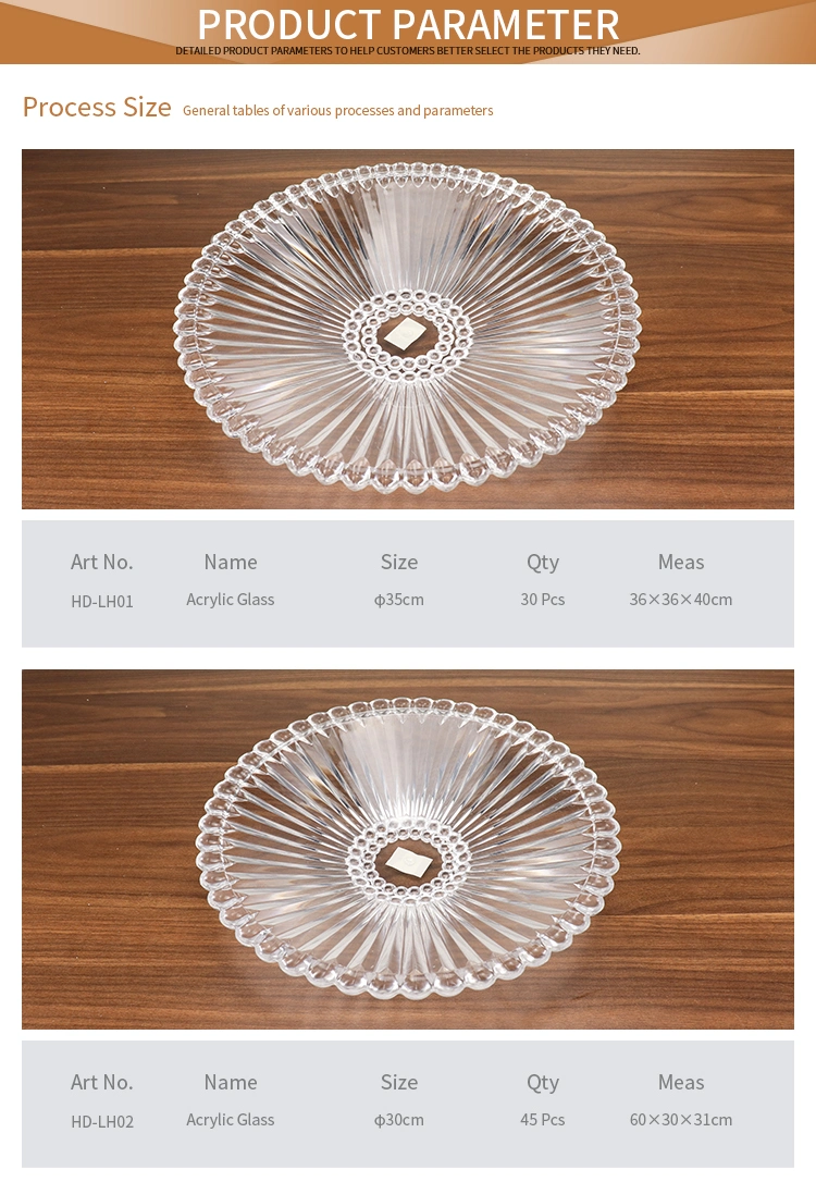 High Quality Clear Flower Design Thick Acrylic Fruit Plate
