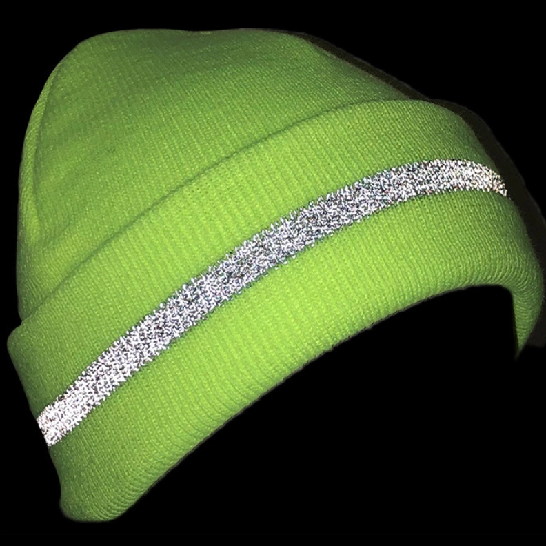 Adult Winter Warm Acrylic Knitted Jacquard Safe Reflective Night Running Beanie