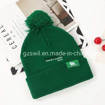 Fashion Exhibition Decoration Acrylic Fabric Promotion Knitted Hats with Ball