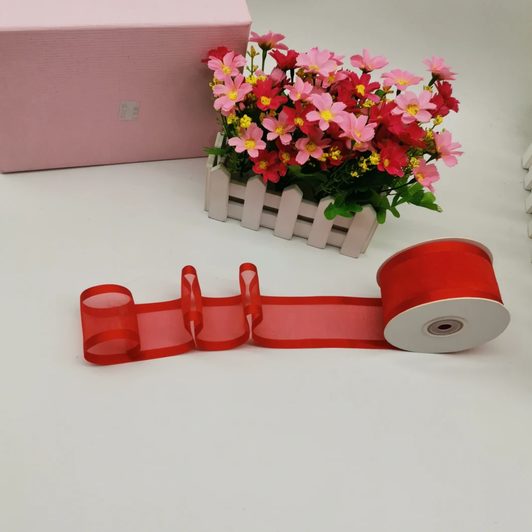 China Factory Red Satin Edge Organza Ribbons for Festival with Best Prices