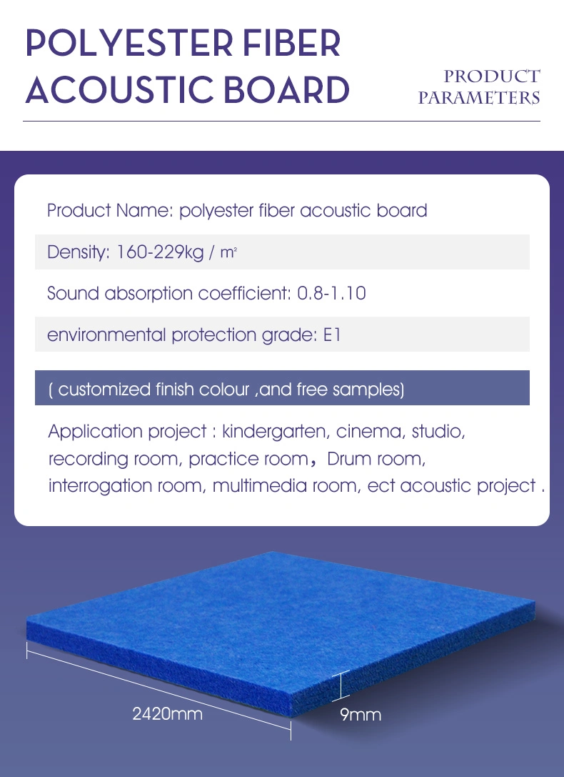 24mm High Density Light Grey Charcoal Sound Absorption Pet Acoustic Panels Polyester Felt Acoustic Panels