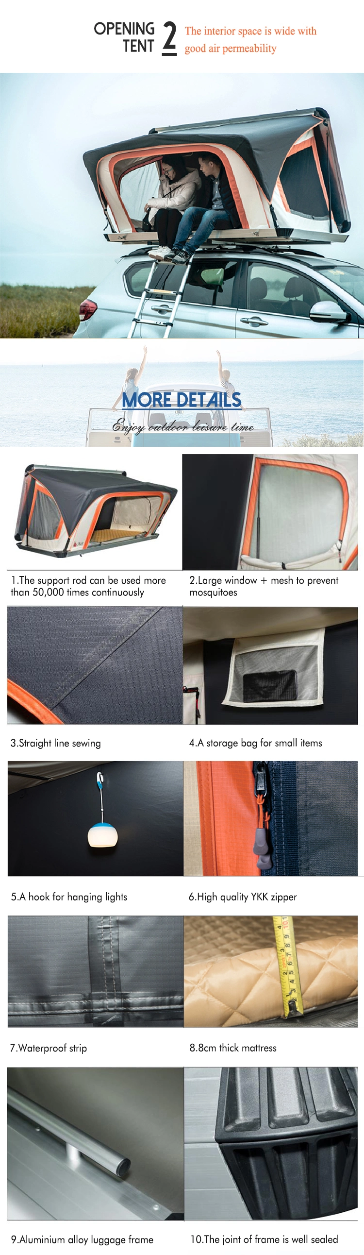 2020 Custom Aluminum Shell Camping Car Roof Top Tent Outdoor Rooftop Tent