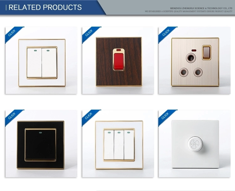 Gold-Plated Acrylic Wall Switch Multifunction 16A+13A Socket with Light UK