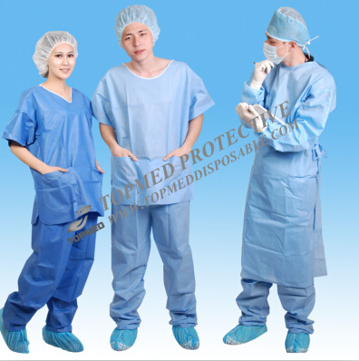 Hot! Nonwoven Disposable Hospital Pajamas, Patient Pajamas with Long Sleeves