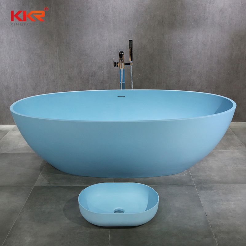 Factory Supplier Acrylic Solid Surface Freestanding Bath Tubs Blue Resin Bathtubs