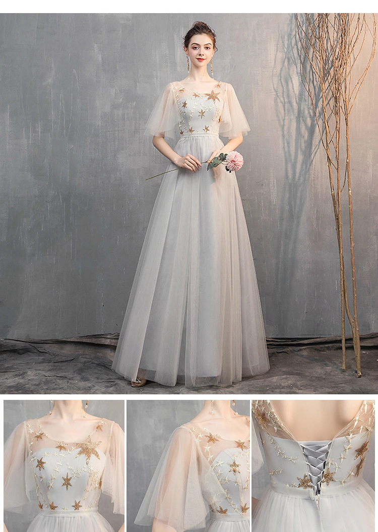 off Shoulder Gilding Stars Evening Party Gowns Chiffon Ladies Bridesmaid, Party, Choir, Prom Dresses