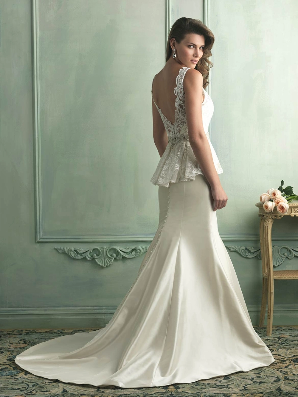 Top Lace Taffeta Ivory Bridal Gowns for Wedding Ladies Beading Waist Sexy Bakless Mermaid Wedding Dress