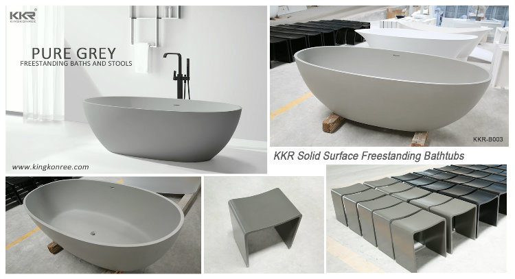 Kingkonree Solid Surface Bathroom Bath Tub Acrylic Resin Stone Bathtub
