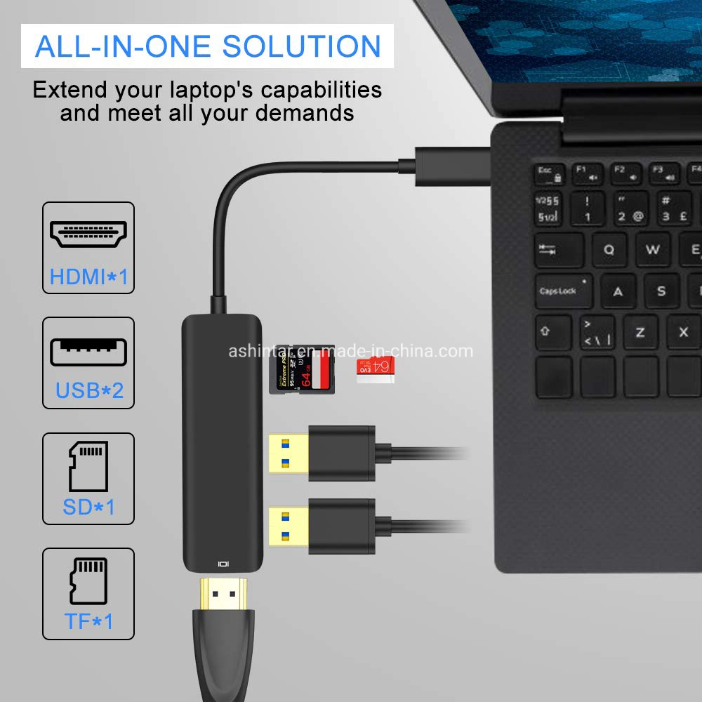 Multiport Type C Dock USB C to USB Adapter Hub 5 in 1 for MacBook