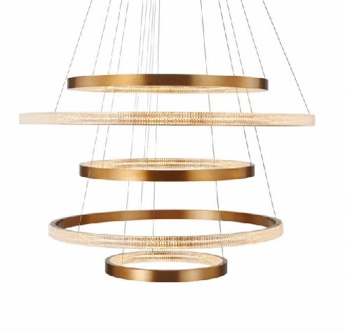 2019 Project Lamp Aluminum Acrylic Material LED Light Source Brass Color Pendant Chandelier