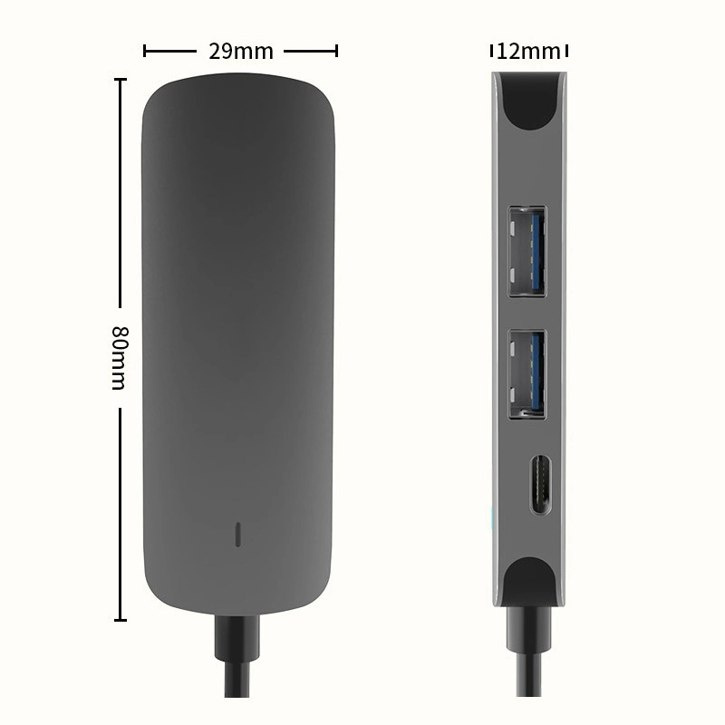 Aluminum Alloy USB Hub USB-C Docking Station 4 in 1 for USB3.0+HDMI 4K+Pd Charging Multifunctional Adapter