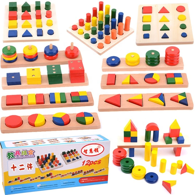 Early Learning Wooden Montessori Materials Geometry Cylinder Ladder Blocks China Toddler Montessori Materials