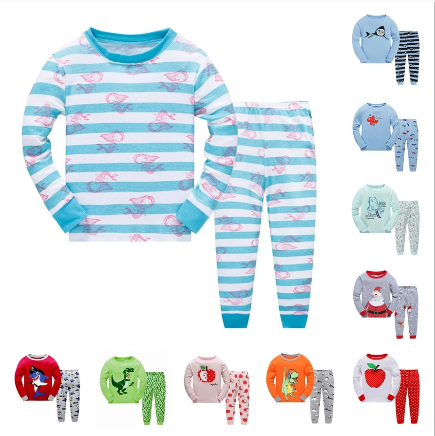 Hot Sale Wholesale Long Sleeve Kids Sleepwear Printing Cotton Animals Boys Pajama Sets