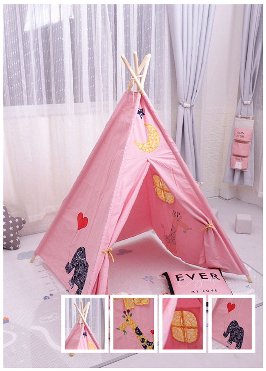 Fabric Canvas Indoor Tent Child Play Tent Kids Teepee Yurt Tent