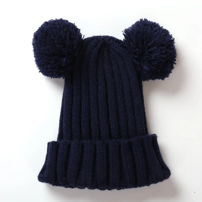 Custom Winter Knitted Leisure Beanie Adult Hat with Pompom
