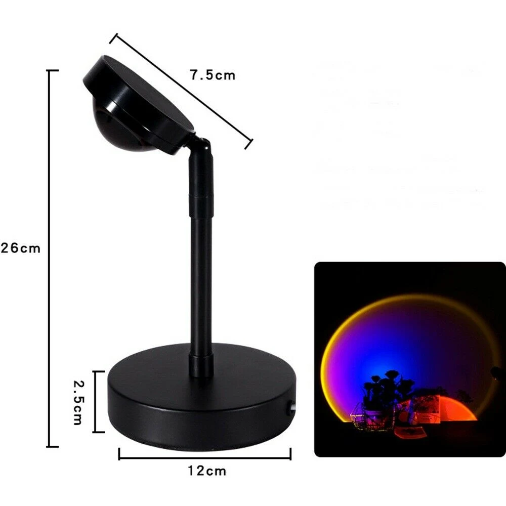 USB Rainbow Sunset Projector LED Night Lamp for Bedroom Bar Coffee Store Wall Decoration Light