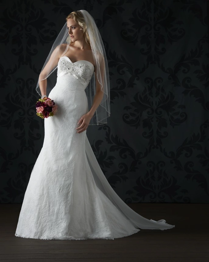 Lace Empire Sweetheart Beading Bridal Wedding Gowns Ladies Hiffon Trian Wedding Dress