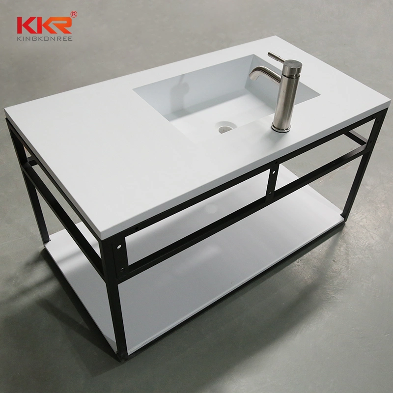 Kingkonree Wall Hung White Acrylic Solid Surface Stone Bathroom Vanity Set